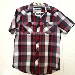 MACHINE ...BUTTON UP SHIRT-SHORT SLEEVE...SIZE:M